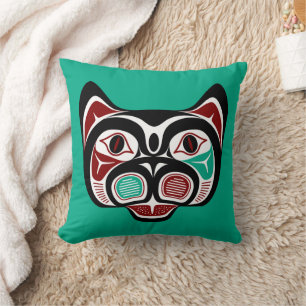 Northwest Pacific coast Haida Kitty Cushion