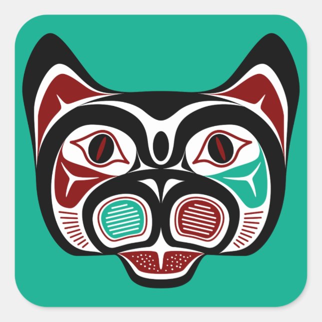 Northwest Pacific coast Haida Kitty Square Sticker (Front)