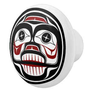 Northwest Pacific coast Haida Weeping skull Ceramic Knob