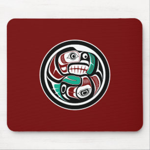 Northwest Pacific coast Otter chasing Salmon Mouse Mat