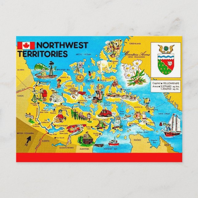 Northwest Territories Map Postcard (Front)