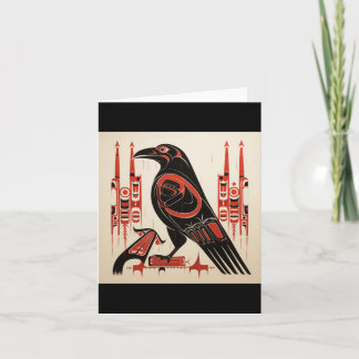 Northwestern art style raven note card