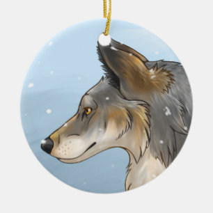 Northwestern Wolf Ceramic Tree Decoration