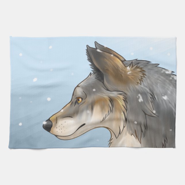 Northwestern Wolf Tea Towel (Horizontal)