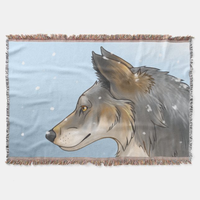 Northwestern Wolf Throw Blanket (Front)