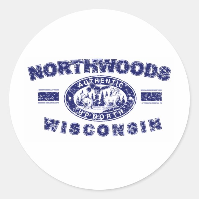 Northwoods-Distressed-[Conv Classic Round Sticker (Front)