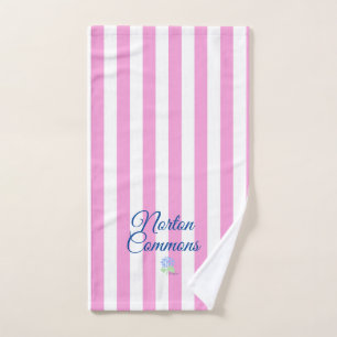 Norton commons hand towel pink stripe