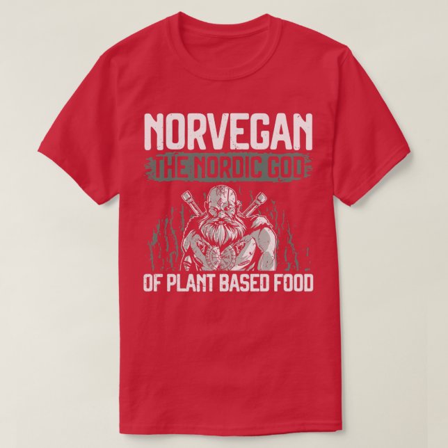 Norvegan The Nordic God Of Plant Based Food Viking T-Shirt (Design Front)