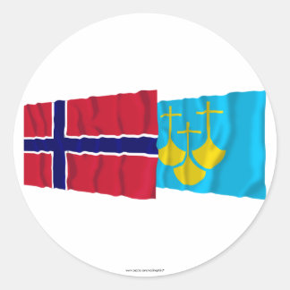 Norway and Møre og Romsdal waving flags Classic Round Sticker