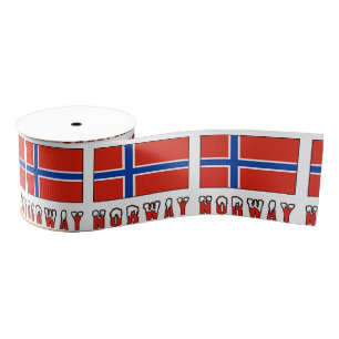 Norway and Norwegian Flag Grosgrain Ribbon