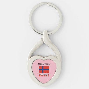 Norway and Norwegian Flag Personalised Key Ring