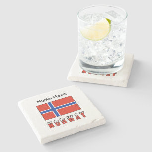 Norway and Norwegian Flag Personalised Stone Coaster