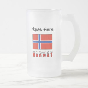 Norway and Norwegian Flag with Your Name Frosted Glass Beer Mug