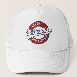 Norway backpacker world traveler logo. trucker hat