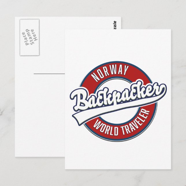 Norway backpacker world traveller logo. postcard (Front/Back)