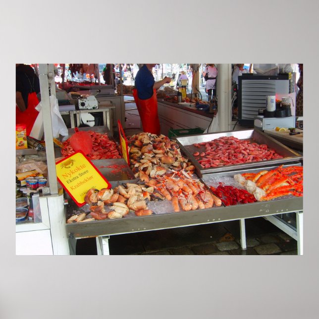 Norway, Bergen, Fish market on the waterfront Poster (Front)