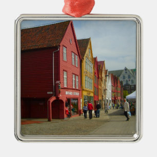 Norway, Bergen,painted houses on the waterfront Metal Tree Decoration