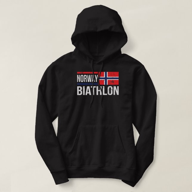 Norway Biathlon Target Skiing Shooting Competition Hoodie (Design Front)