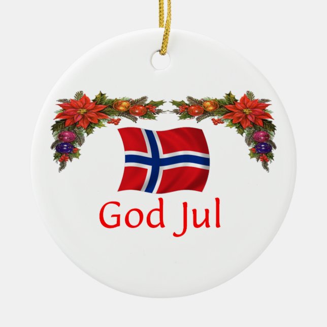 Norway Christmas Ceramic Tree Decoration (Front)