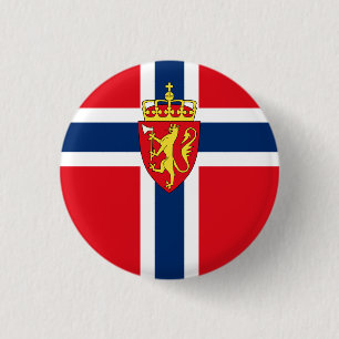 Norway coat of arms on Norway's flag, Norwegian 3 Cm Round Badge