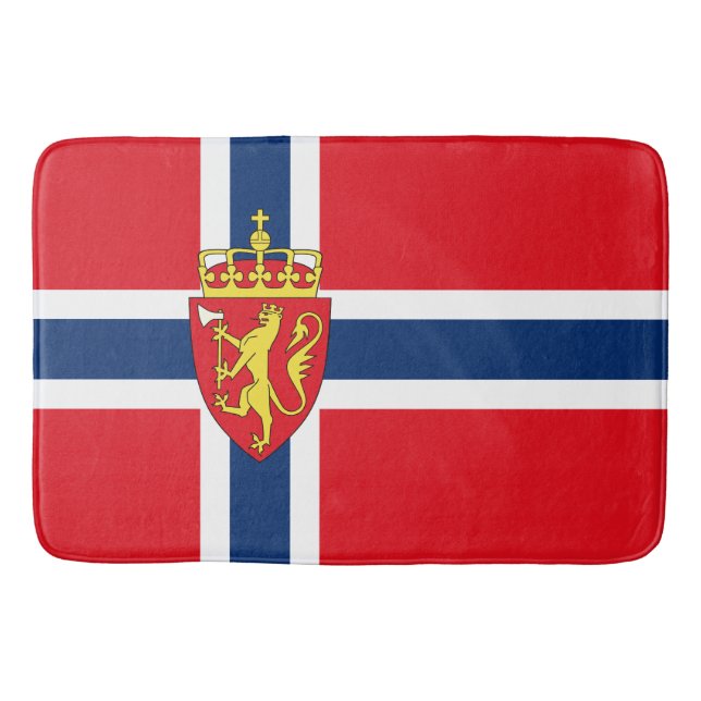 Norway coat of arms on Norway's flag, Norwegian Bath Mat (Front)