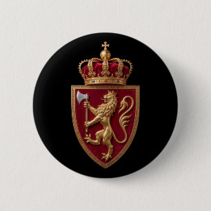 Norway country coat arms symbol emblem flag shield 6 cm round badge