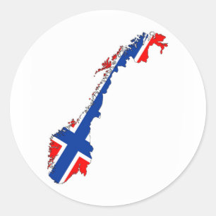 norway country flag map classic round sticker