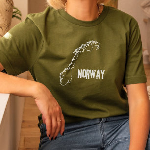 Norway Country Map Line Norwegian Border Outline T-Shirt