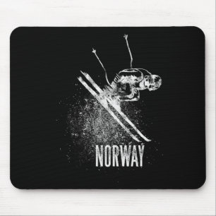 Norway Downhill Skiing Retro Design Mountain Snow Mouse Mat