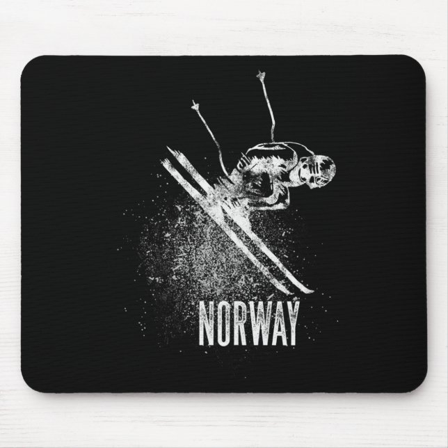 Norway Downhill Skiing Retro Design Mountain Snow  Mouse Mat (Front)