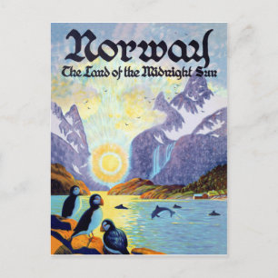 Norway fiords, the land of the midnight sun postcard