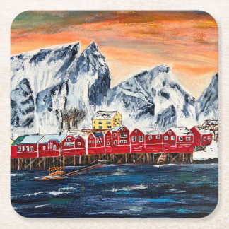 Norway Fishing Village Art Coaster