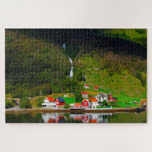 Norway Fjord waterfall Scandinavia. Jigsaw Puzzle