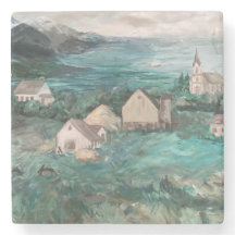 Norway Fjords Painting Marble Coaster