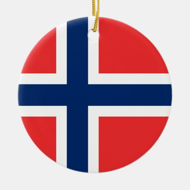 Norway Flag Ceramic Tree Decoration (Front)