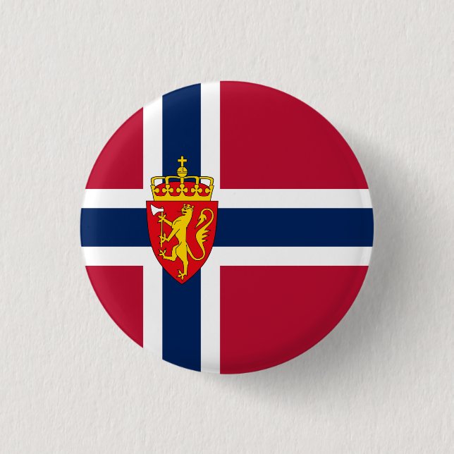 Norway Flag/ Coat of Arms 3 Cm Round Badge (Front)