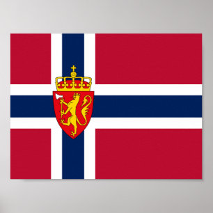 Norway Flag/ Coat of Arms Poster