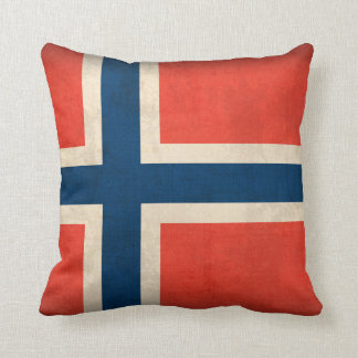 Norway Flag Distressed Pillow