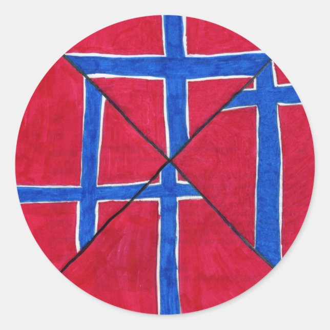 Norway Flag Drawing Classic Round Sticker (Front)