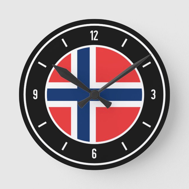Norway Flag Elegant Round Clock (Front)