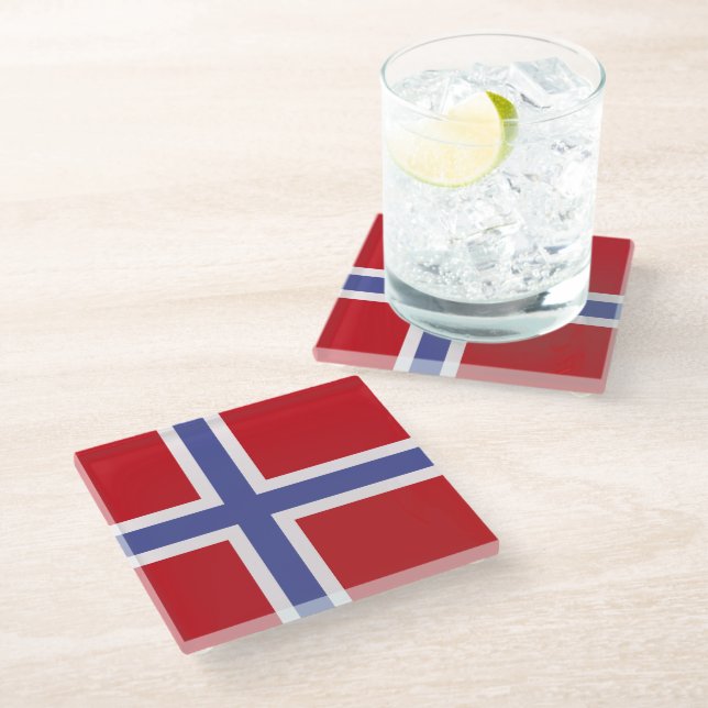 Norway flag glass coaster (Angled)