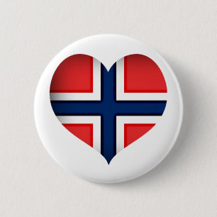 Norway Flag Heart 6 Cm Round Badge