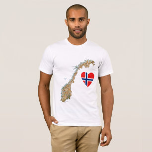Norway Flag Heart and Map T-Shirt