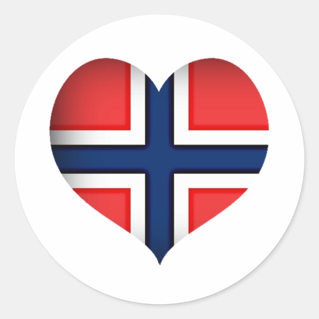 Norway Flag Heart Classic Round Sticker (Front)