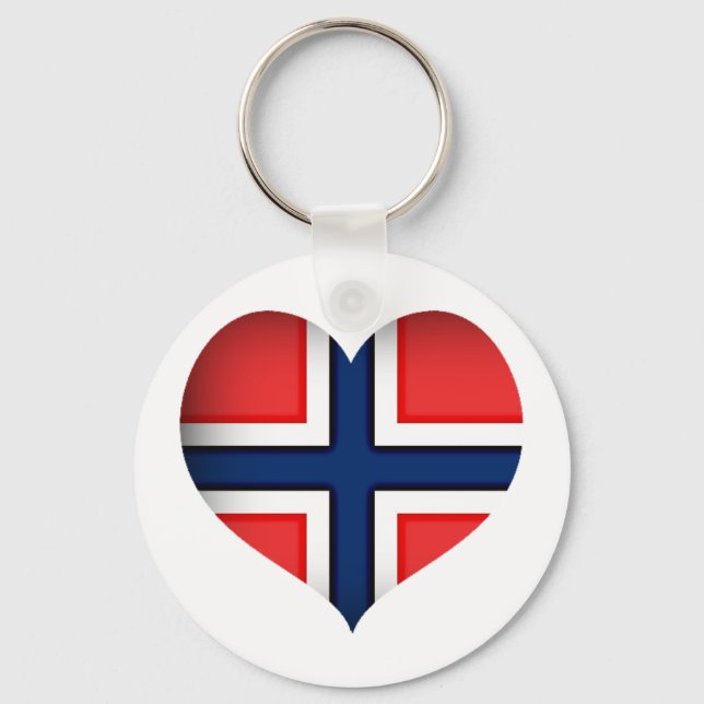 Norway Flag Heart Key Ring (Front)