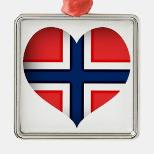 Norway Flag Heart Metal Tree Decoration