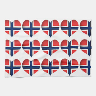 Norway Flag Heart Tea Towel