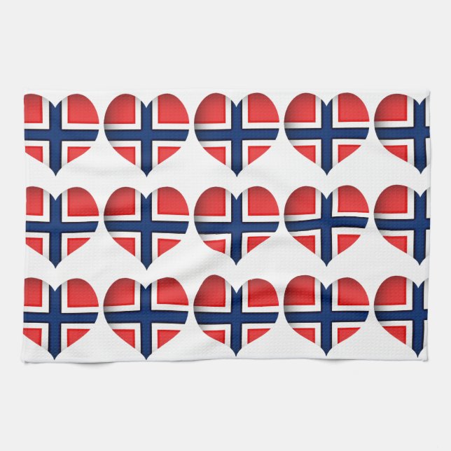 Norway Flag Heart Tea Towel (Horizontal)