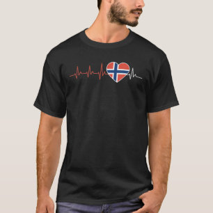Norway Flag Heartbeat ECG Noreg Norge Norwegian T-Shirt