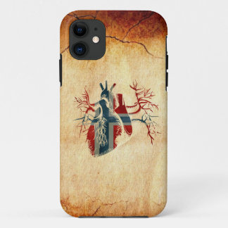 Norway Flag in Real heart iPhone 11 Case